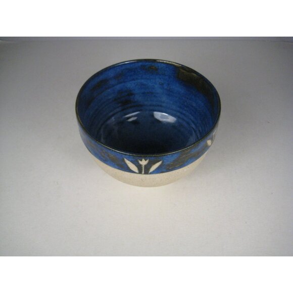 Handmade Ceramic Bowl 4 inch Floral Design Unique Pottery Art Decor Artisan - Picture 2 of 13